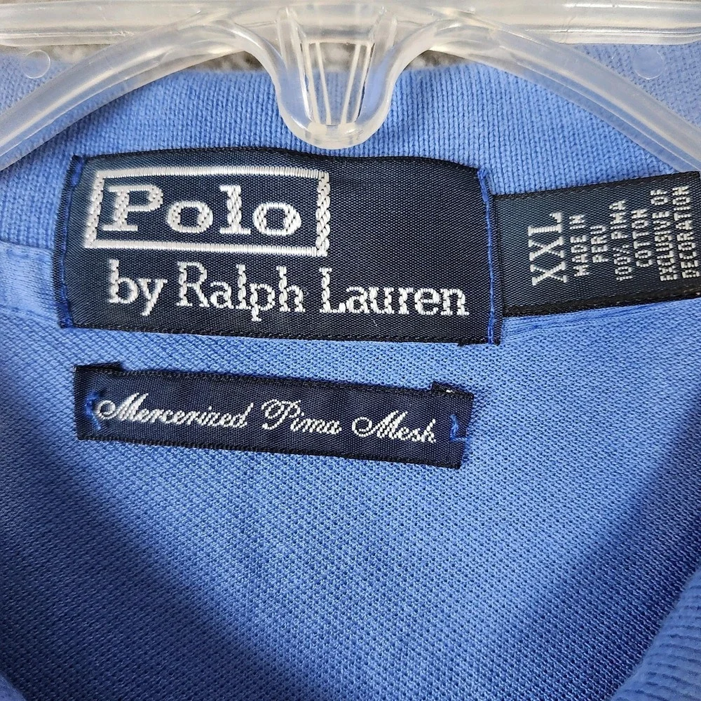 Polo Ralph Lauren Polo Shirt Mens 2XL Blue Mercerized Pima Mesh Classic Fit Pony